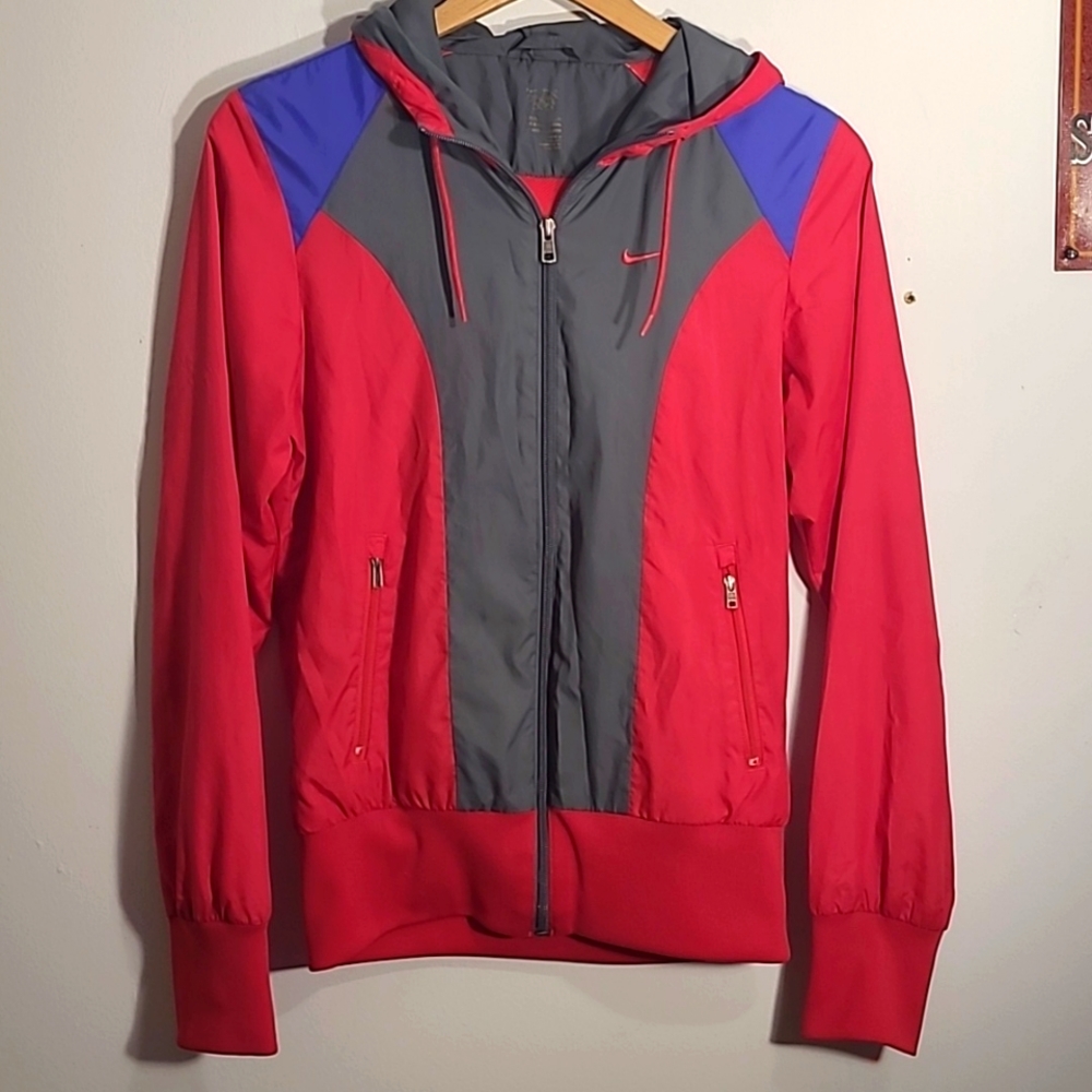 NIKE VINTAGE Magenta Mesh Lined Zip Athletic Windbreaker Size XS/S